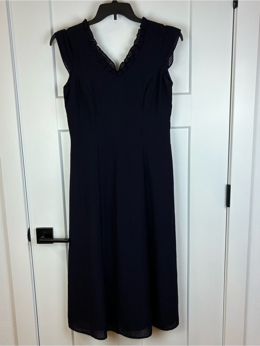 CDC Petites Women Black V-Neck Midi Dress Work Party Size 10  j